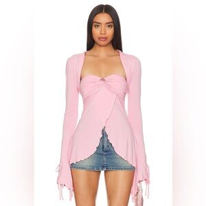 Nana Jacqueline Pink Aubrey Strapless Top & Cardigan Shrug Set Size Large NWT